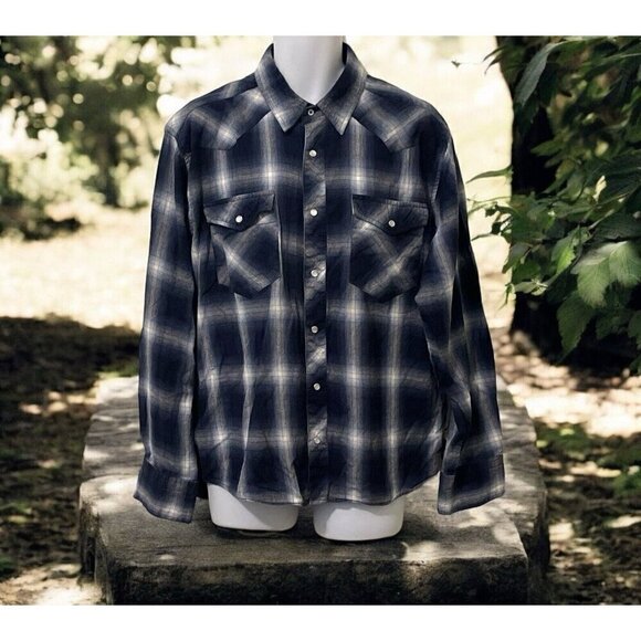 Cotton Rye Outfitters Other - Cotton Rye Outfitters Snap Up Western Shirt Size XL Blue Plaid Long Sleeve
